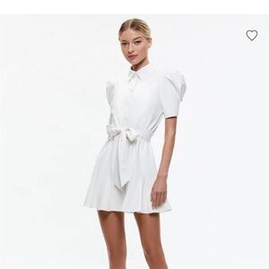 Elegant White Puff Sleeve Dress